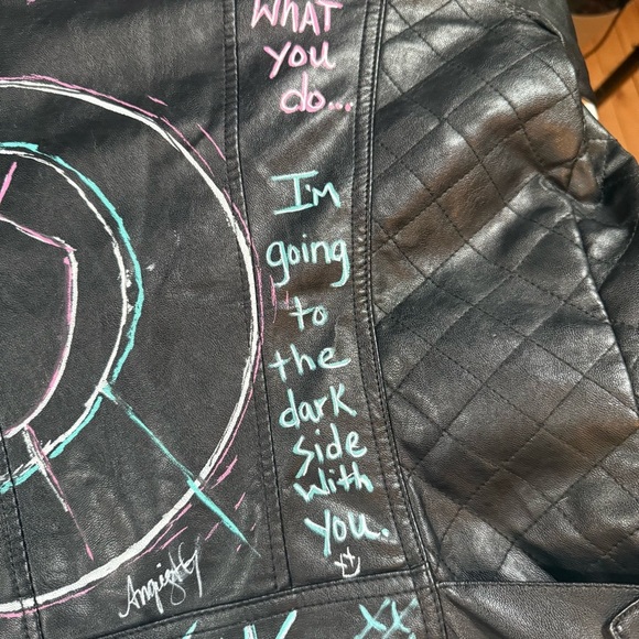 INC XL custom made Blink 182 vegan leather jacket - Picture 8 of 16